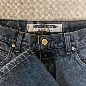 Y2K Anchor Blue Baggy Faded Black Denim Jeans